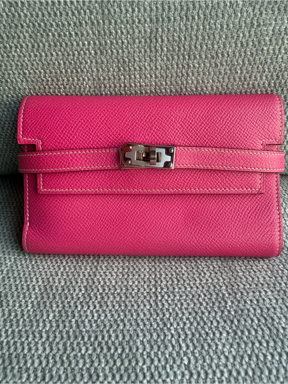 HERMES Kelly wallet medium Tri-fold purse A Epsom leather Rose